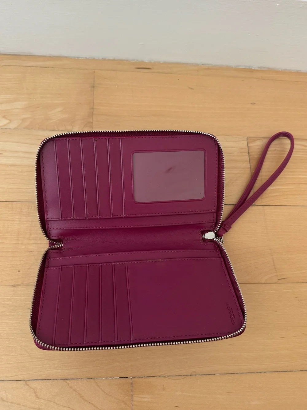 Coach Wristlet Clutch in Deep Raspberry